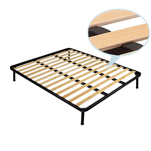 Europrimo Rete Ortopedica Matrimoniale 160x190 CM Struttura in Ferro con doghe in Legno e Piedi 30 cm Inclusi