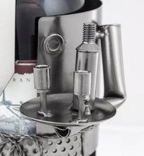 BRUBAKER Portavino Portabottiglie dal Design Cameriere con Cravatta e Vassoio con Biglietto Dauguri - Scultura in Metallo con Biglietto Dauguri
