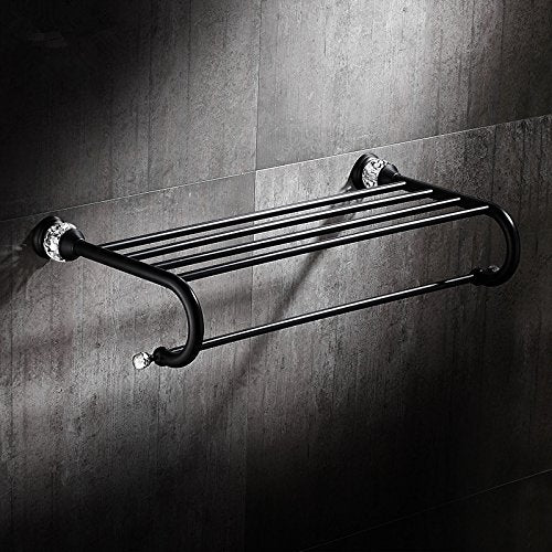 MBYW Portasciugamani da Bagno Accessori Hardware per Il Bagno portasciugamani in Cristallo Nero Doppio portasciugamani in Rame Hardware per Bagno, portasciugamani in Cristallo Antico BK