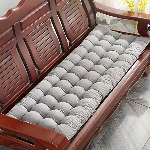 MZH GQ Cuscino per Panca Rettangolare Addensato, Materassino per divanetto Trapuntato da Esterno per Interni, Cuscino per Sedia Lungo Antiscivolo con Lacci per Decorazione da Patio Dolore Grigio