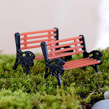 hearsbeauty, mini panca da parco in PVC fai da te, decorazione per bonsai da giardino large Nero