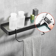 Great Coat Ganci, Bagno Scaffale, 1-strato di alluminio nero Mensola in vetro specchio del bagno anteriore mensola portasciugamani bagno Mensola supporto di vetro Bagno Mensola (Dimensioni: 25cm) Tien