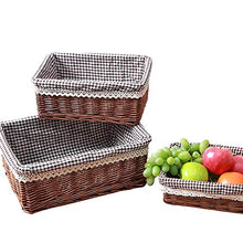 XIXIAO - 3 scatole di vimini pastorale in rattan, per armadi, cassetti, armadio, cassettiera, cassettiera, cassettiera, 36 x 27 x 14 cm, 31 x 22 x 12 cm, 26 x 18 x 10 cm, marrone