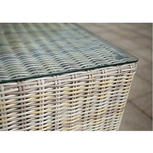 HLZY Tavolo in Vimini in Rattan mobili in Patio e Set Sedia, Patio Mobili da Giardino Tavolo da Giardino e sedie Set in Vetro Top Tavolino da caffè Patio Set per Giardino all'aperto a Bordo Piscina