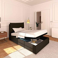 Baldiflex Letto Piazza e Mezza con Contenitore Modello Licia in Ecopelle, Rete a Doghe, per Materassi Piazza e Mezza 120x200 cm, Testiera Finemente Imbottita, colore DK Chocolate