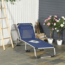 Outsunny Sdraio da Giardino Pieghevole con Poggiatesta Lettino Prendisole con Schienale Regolabile in Alluminio 60x170x76cm Blu Scuro