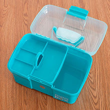 Ovitop Scatola Medica a Doppio Strato con Coperchio Scatola di Immagazzinaggio Medico Soccorso Kit di Pronto Soccorso Domestico Portatile-Blu