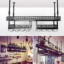 Portabottiglie regolabile in altezza da appendere a doppio strato, in ferro battuto, per calici da vino, da bar, cucina, vino, vino, champagne, vino (dimensioni: 120 x 31 cm)