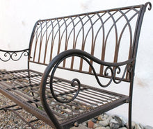 Panca Romina 90507 in Metallo Panca da Giardino Panca-Seduta Panca-Suolo 2 sedute 110cm Marrone