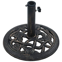 vidaXL Base per Ombrellone Stabile Resistente Regolabile Decorativo con Volute Floreali Peso Supporto Parasole Nero e Bronzo 9 kg 40 cm in Ghisa