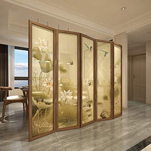 Room Screen Even Divisorio per Stanza in Legno con Decorazione a Pittura di Paesaggio, Parete divisoria per mobili, Privacy, divisorio per Schermo Tradizionale a 4 Pannelli