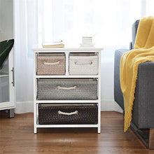 LICHUAN comodino comodino portaoggetti cassetto comodino in legno bianco mobili camera da letto armadio con 4 scatole di immagazzinaggio, facile da montare