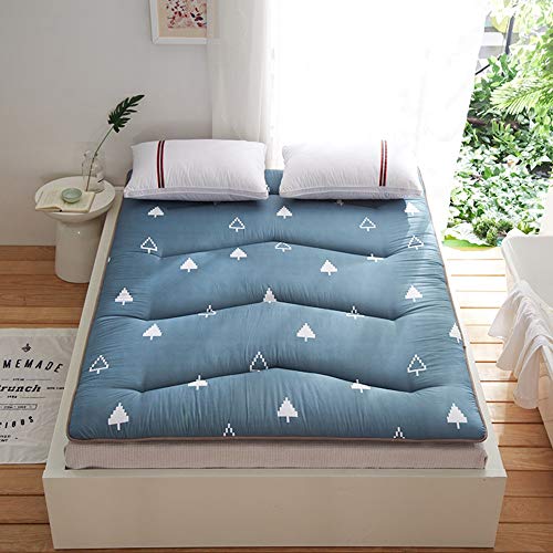 Piano Materasso futon Tatami stuoia del Pavimento di Sonno Portatile Pad Pieghevole Rotolo (Colore : Blu, Dimensione : 90x200cm)