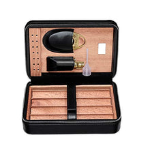 Minmin Cuoio portatile Cigar Box Legno di Cedro umidificatore con umidificatore Humidor nero, 205x130x70mm accessori del sigaro (Size : 205x130x70mm)