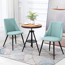 Set di 2 sedie per sala da pranzo, sedie da scrivania, sedie in metallo, seduta in tessuto, colore: verde