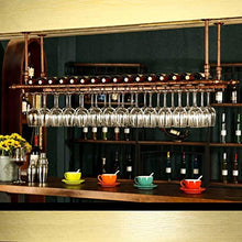 YFINE Wine Glass Hanging Rack Industriale Vintage Bar Galleggiante Mensola Tavola Ripiani for Bottiglie Retro Ferro Upside Holder Giù Calici Goblet