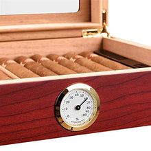 SCDHZP Handmade Cigar Humidor, Cedar Cigar Desktop Box con umidificatore e igrometro, Piano in Vetro for 35 sigari (Color : A)
