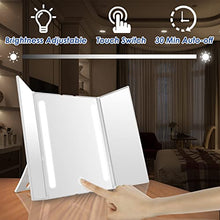 Auxmir Specchio Trucco con Luci 20 LED Specchio Cosmetico con Ingranditore 10X Pieghevole Portabile Luminosità Regolabile Alimentazione a Batterie o USB Ideale per Trucco Rasatura