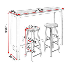 WOLTU Tavolo da Bar con 2 Sgabelli Alti Set Mobili da Bar Rettangolare Bancone per Cucina in Acciaio Legno BT30sz+BH130sz-2