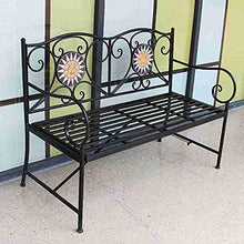 LXLH Panca da Giardino Sgabello da Giardino 47in Panca da Giardino per Esterni panchina per Il Tempo Libero, Cortile Doppio Sedile panchine in Metallo per terrazza, Sedia da Portico antiruggine e