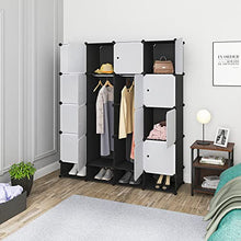 WOLTU DIY Armadirtto a Cubo Grande Guardaroba Modulare Scarpiera per Stanzino e Ripostiglio Bianco+Nero SR0090sw