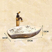 WEHOLY Lavabo in Resina Lavabo da Incasso Ovale in Pietra Naturale per Bagno a Forma di Barca lavabo retrò Creativo in Ceramica Jingdezhen Hotel Anti-Splash