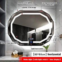 UWY Specchio da bagno con specchio cosmetico a LED, specchio da parete senza cornice argento con interruttore tattile (luce bianca 6000k, luce calda 3000k), specchio ingranditore specchio per il