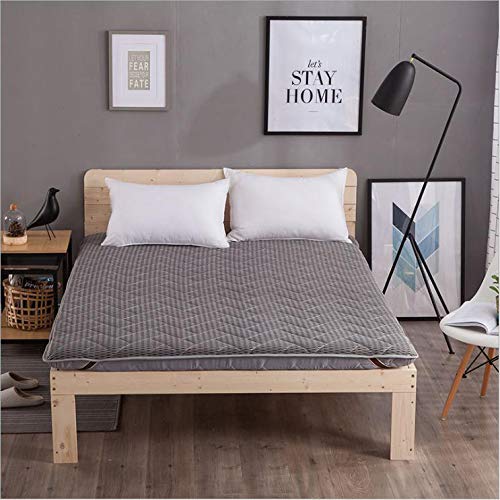 Nileco Trapuntato Tatami Tappetino, Giapponese Coprimaterasso Trapuntato Pieghevole Materasso Futon Portatile Fodera del Materasso Pad Traspirabilità-Grigio Scuro 120x200cm(47x79inch)