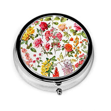 Bellissimo portapillole con fiori francesi, mini organizer rotondo per pillole, elegante e portatile, con 3 scomparti