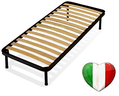 DOLCI SOGNI Rete Letto Singolo 90x190 cm Altezza 35 cm, 4 Piedi Letto con Fissaggio a Doppio Bullone, Pratica Rete Singola con Doghe di Legno, Rete Singola Doghe 90x190 - 100% Made in Italy