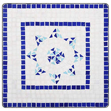 Qnotici 3 Parti Set bistrot Tavolo da Giardino Set da Giardino Set da Balcone mobili da Giardino per Balcone terrazzo Mosaico Ceramica Blu e Bianco