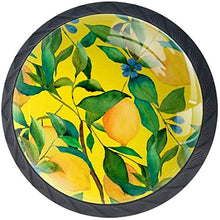 Frutta gialla Limone Verde Foglia Blu Floreale Pomelli per Porta Set di 4 Pomelli per Mobili Manopole per Cassetti Cucina Armadio Vetro