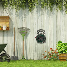 Relaxdays, Nero-Oro Supporto Porta Tubo da Parete, Design Antico, Girevole, da Giardino, in Ghisa HxLxP 52 x 33 x 31 cm