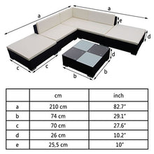 Festnight Set Divani da Giardino con Cuscini, Set Divani da Esterno Nero, Set di Mobili da Giardino in Polyrattan 6 pz