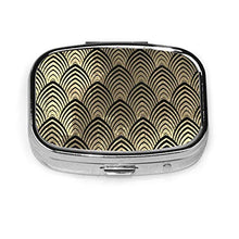 Scatola quadrata per pillole in stile art deco nero per pillole da viaggio, per integratori di vitamine