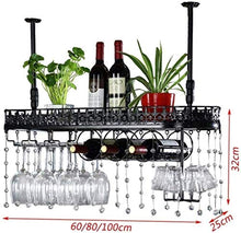 L.TSN Organizzazione per la conservazione della Cucina Portabottiglie in Metallo Portabottiglie per Vino Appeso a soffitto Nero Facile da installare (Dimensioni: 60 Volte; 25 cm)