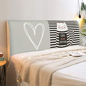 Fansu Copertura Testiera Letto Singolo/Matrimoniale, Gatto Stampa Elastica Antipolvere All-inclusive Copertura per testiera per Letto, Decorazione per Camera da Letto (Strisce nere,180cm)