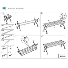 Terrazza Panchina da Giardino Panchina da Esterno,Struttura In Ghisa E Sedile Schienale In Legno Massello Anticorrosivo Panchina Per Il Tempo Libero,Ospita 2-3 Persone，Per Passaggio Balcone / Lavoro