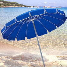 BAKAJI Ombrellone da Mare Spiaggia Giardino con Palo in Acciaio Struttura a 16 Stecche e Rivestimento in Tessuto Polycotton Anti UV Diametro 220 cm Colore Blu