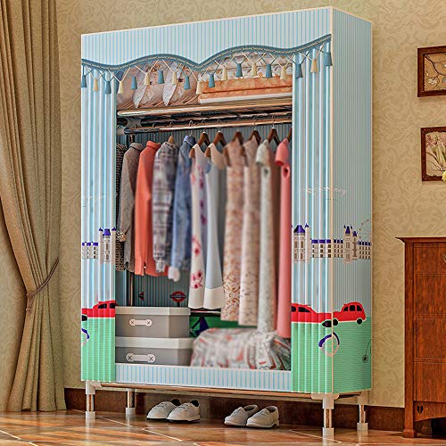 wardrobe Armadio in Tessuto, Armadio Assemblato in Tubolare d'Acciaio da 25 Mm, Doppio Armadio in Tessuto Economico