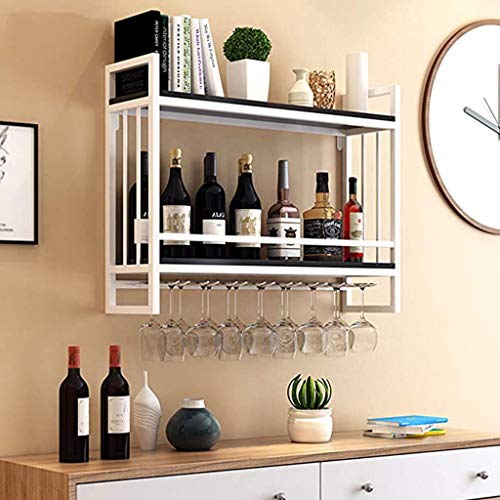 Wine Rack Gqq @ Stemware - Supporto da Parete in Metallo per Bottiglie di Vino e Bicchieri, da Appendere alla Parete