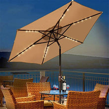Tavolo da picnic all'aperto Ombrellone ad energia solare con 30 luci a LED, ombrelloni da esterno in alluminio per ponte, regolazione di inclinazione della piscina e braccialetti Li (sedia) Bbq Party
