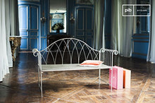 pib Panca Grigia Metalo in Stile Shabby Chic - Prodotto 100% in Metallo, Finitura Vernice | Metallo Perforato e Linee Curve - Grigio Topo Perlato (L143 x H85 x P92 cm)