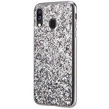 Saceebe Compatibile con Galaxy A20/A30 Custodia Silicone TPU Paillettes Glitter Strass Silicone TPU Case PC Coperture [placcatura bordo] Bumper Case Ultra Sottile Antigraffio,argento&