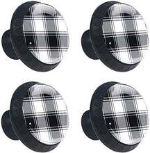 Plaid scozzese nero grigio bianco Pomelli per Porta Set di 4 Pomelli per Mobili Manopole per Cassetti Cucina Armadio Vetro