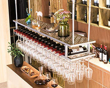 Portabottiglie Scaffale in Vetro per Vino Scaffali sospesi per soffitto Scaffale in Vetro, Decorazione retrò Industriale Montato a Parete Scaffale per Bicchiere da Vino Soggiorno Mobili da Bar