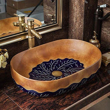 ZWJ Lavabo da Bagno Ovale in Ceramica Retro Controsoffitto Bacino Lavabo Adatto for Vari Stili