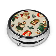 Contenitore rotondo per pillole in metallo, stile vittoriano, stile vintage, con 3 scomparti, per medicina, per viaggi all'aperto