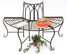 Panca 121071 Panca da Giardino in Metallo 127 cm Panca-Seduta Panca-Suolo Panca Rotonda Marrone