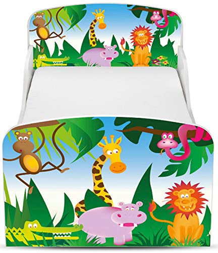 leomark Letto per Bambini in Legno - Animals - Lettino con Materasso, Attrezzatura Stanza per Bambino, Spazio per Dormire 140x70 cm